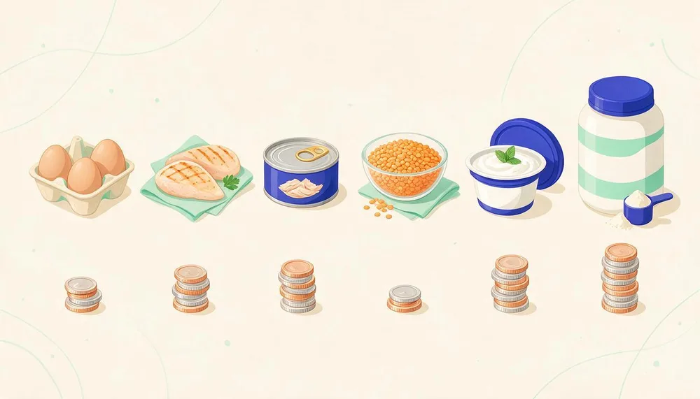 Getting the most protein per dollar from eggs, tuna, lentils, milk, and whey